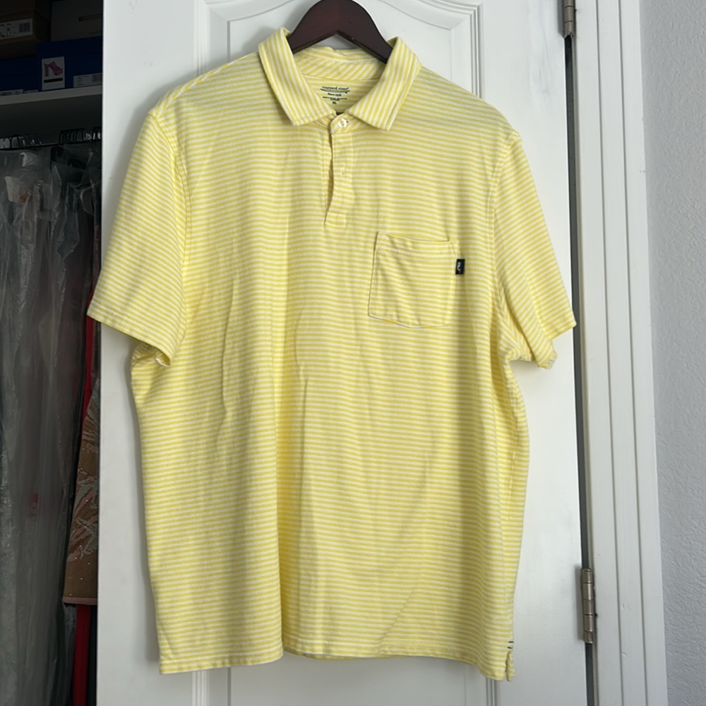 Vineyard Vines Yellow/white striped polo